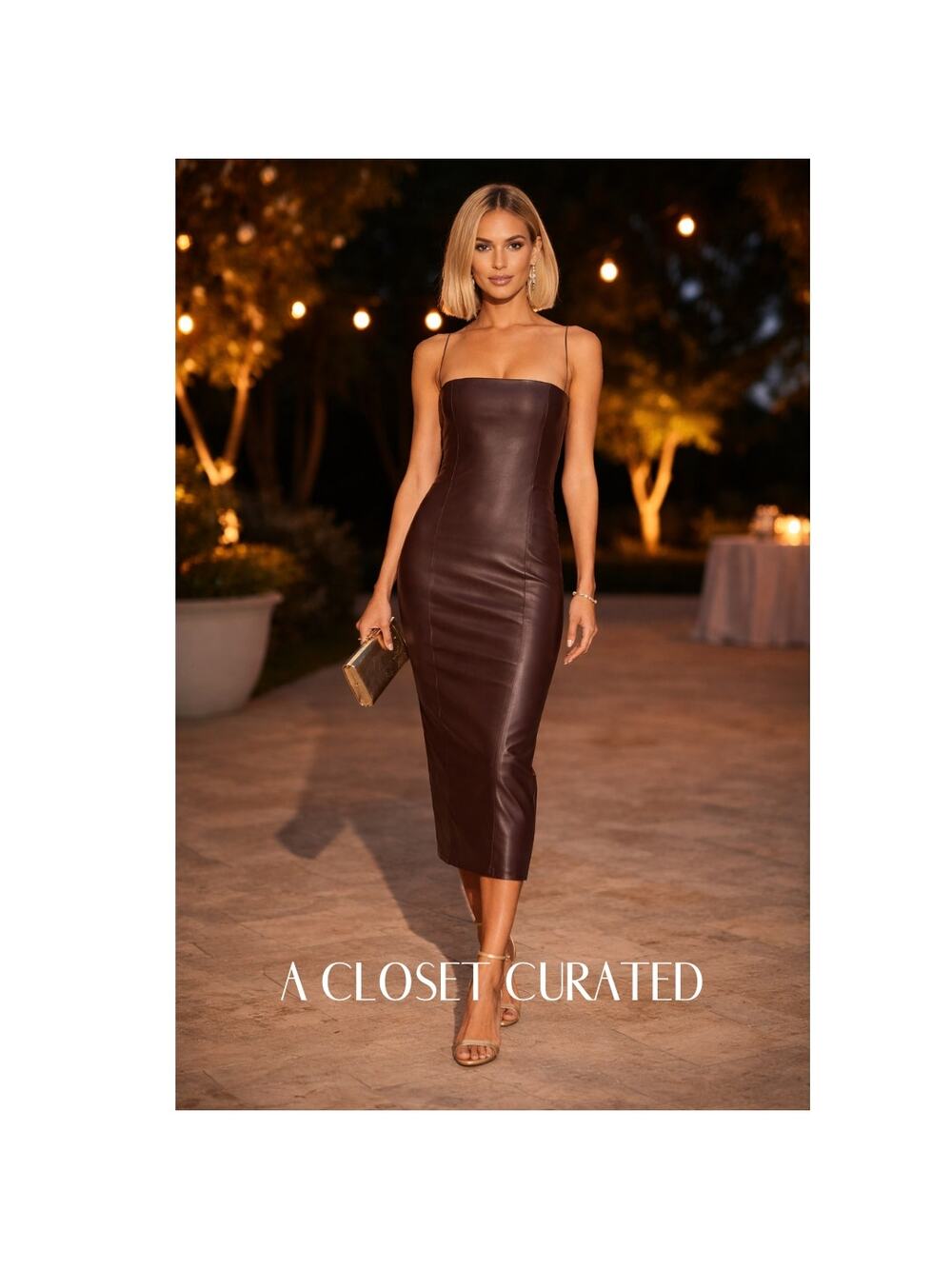 Aaizel Faux Leather Midi Dress 2 Brown NWT